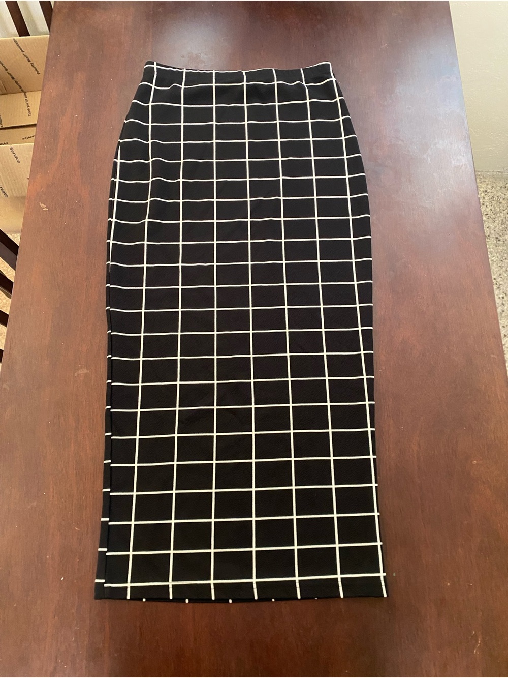 SHEIN Black and White Windowpane Pencil Skirt Medium